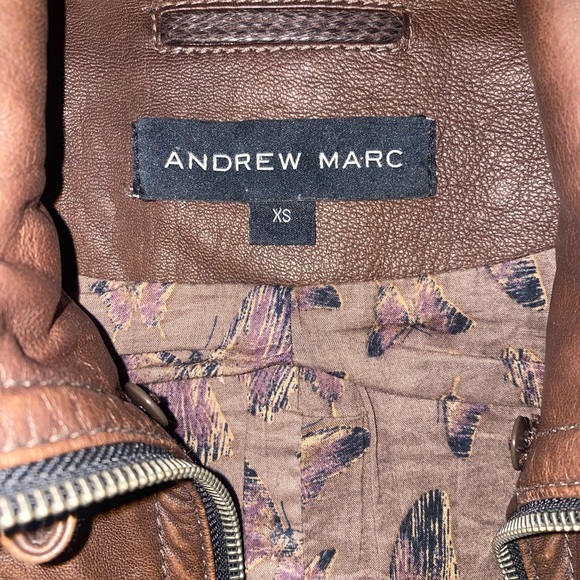 Andrew Marc Brown Leather Jacket with Detachable Fox Fur Collar, Women’s XS - Picture 9 of 11